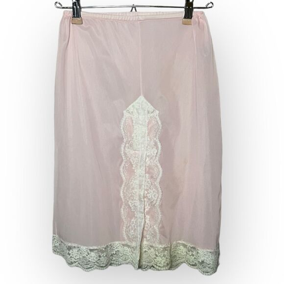 Olga Vintage 60s Pink & White 100% Nylon Slim Panti-Slip Tap Pants Bloomers Sz S